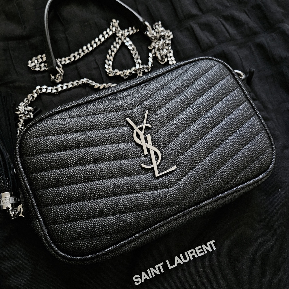 YSL/Saint Laurent Lou Quilted Mini Camera Bag Grain De Poudre Embossed Leather